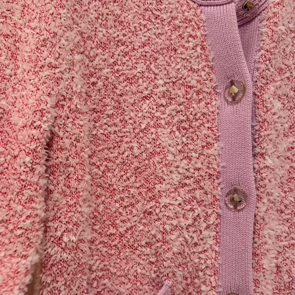 Kate Spade Pink Button Down Knit Cardigan with Clear Spade Buttons - Picture 4 of 10